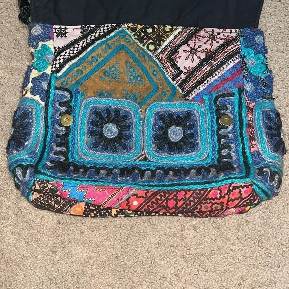 Anthropologie ibBan Dalasa Tote Boho Fringe Embroidered‎ Patchwork Shoulder Bag